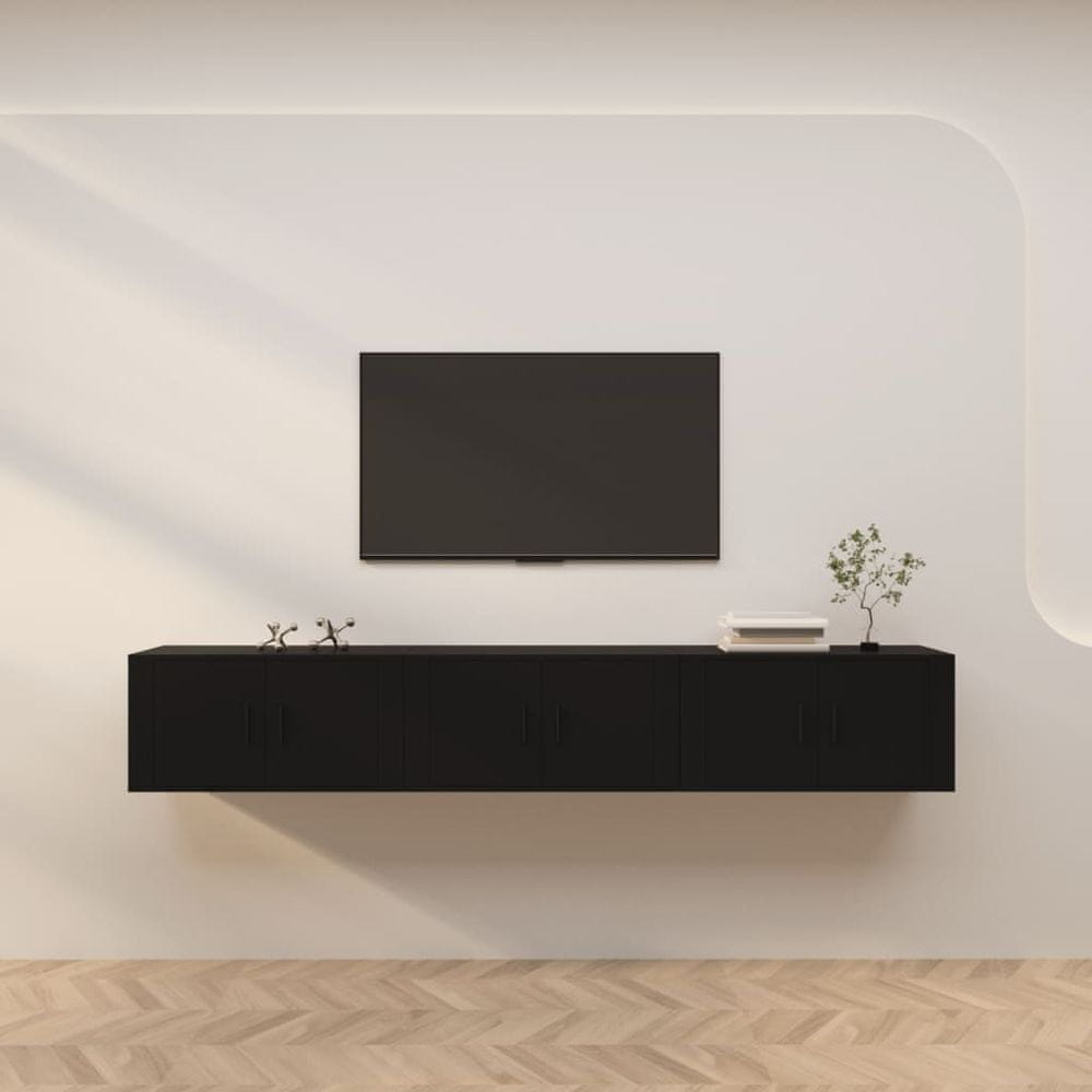 Vidaxl Nástenné TV skrinky 3 ks čierne 80x34,5x40 cm
